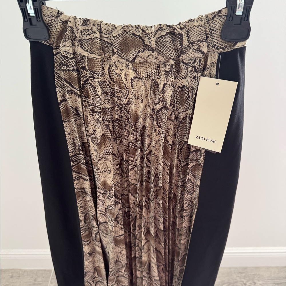 Zara Snake Print Skirt - Black and Brown